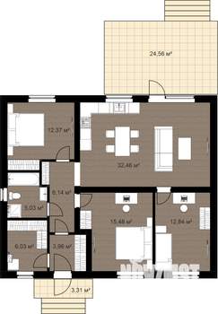 Коттедж 101м², 1-этажный, участок 6 сот.  