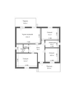 Дом 124м², 1-этажный, участок 8 сот.  