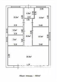 Дом 110м&sup2;, 1-этажный, участок 4 сот.  