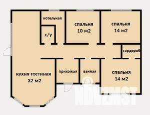 Дом 114м&sup2;, 1-этажный, участок 4 сот.  