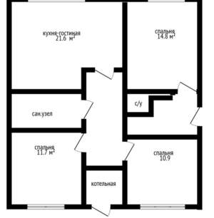 Дом 90м², 1-этажный, участок 462 сот.  