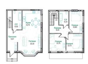 Таунхаус 170м&sup2;, 3-этажный, участок 2 сот.  