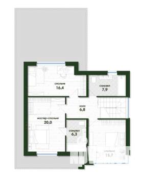 Дом 187м&sup2;, 2-этажный, участок 6 сот.  