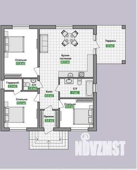 Коттедж 110м&sup2;, 1-этажный, участок 4 сот.  