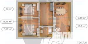 Дом 60м&sup2;, 1-этажный, участок 3 сот.  