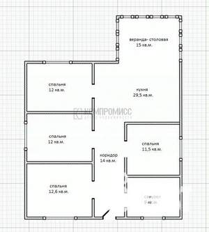 Дом 116м², 1-этажный, участок 5 сот.  