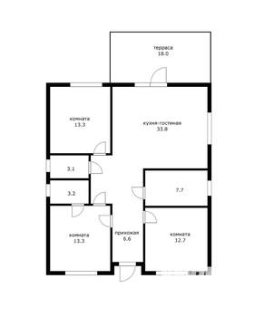 Дом 100м², 1-этажный, участок 4 сот.  