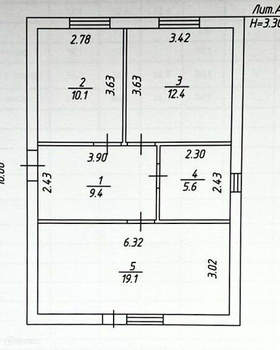 Дом 60м², 1-этажный, участок 3 сот.  