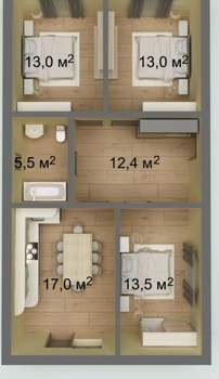 Дом 84м², 1-этажный, участок 4 сот.  