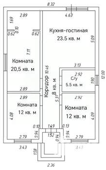 Дом 85м², 1-этажный, участок 4 сот.  