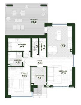 Коттедж 178м&sup2;, 2-этажный, участок 7 сот.  