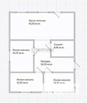 Дом 130м², 1-этажный, участок 10 сот.  