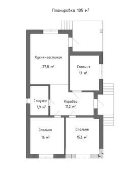 Дом 115м², 1-этажный, участок 6 сот.  