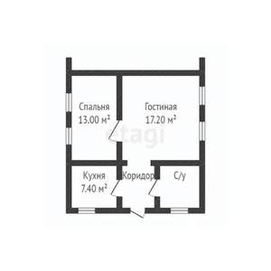 Дом 47м², 1-этажный, участок 7 сот.  