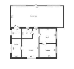 Дом 156м², 1-этажный, участок 6 сот.  