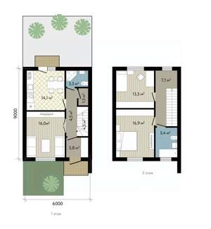 Дом 91м², 2-этажный, участок 1 сот.  