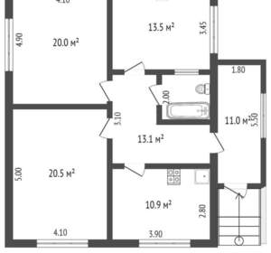 Дом 111м², 1-этажный, участок 16 сот.  
