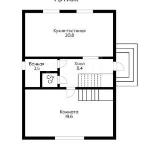 Дом 113м², 2-этажный, участок 7 сот.  