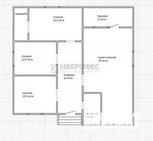 Дом 95м², 1-этажный, участок 5 сот.  