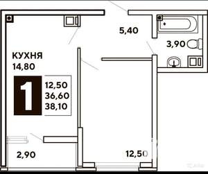 1-к квартира, на длительный срок, 40м2, 9/16 этаж