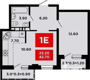 1-к квартира, на длительный срок, 42м2, 8/12 этаж