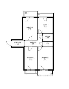 3-к квартира, на длительный срок, 78м2, 4/17 этаж