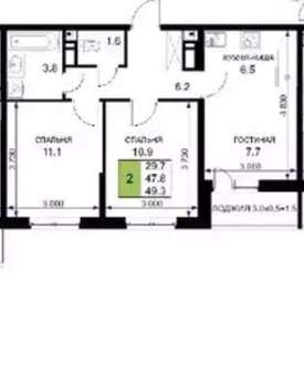 2-к квартира, на длительный срок, 50м2, 11/16 этаж