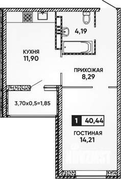 1-к квартира, на длительный срок, 42м2, 9/22 этаж