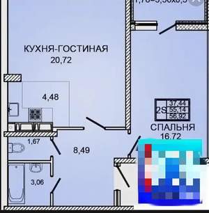 1-к квартира, на длительный срок, 57м2, 16/22 этаж