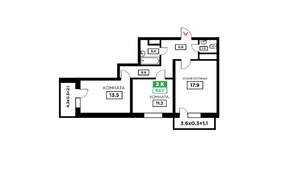 2-к квартира, на длительный срок, 61м2, 9/25 этаж