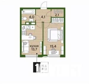 1-к квартира, на длительный срок, 39м2, 12/22 этаж