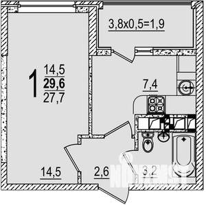 1-к квартира, на длительный срок, 30м2, 9/19 этаж
