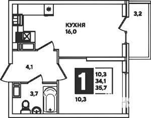 1-к квартира, на длительный срок, 37м2, 13/25 этаж