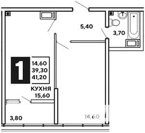 1-к квартира, на длительный срок, 40м2, 14/16 этаж