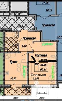 1-к квартира, на длительный срок, 49м2, 9/21 этаж