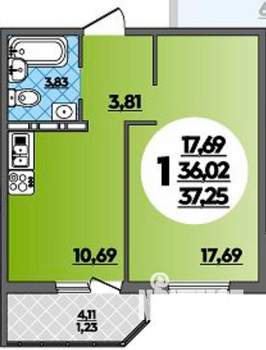 1-к квартира, на длительный срок, 37м2, 14/16 этаж