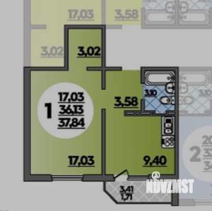 1-к квартира, на длительный срок, 38м2, 4/8 этаж
