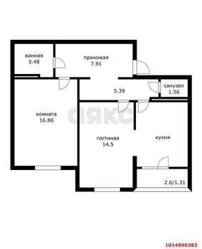 2-к квартира, на длительный срок, 63м2, 4/16 этаж