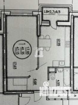 1-к квартира, на длительный срок, 44м2, 7/17 этаж