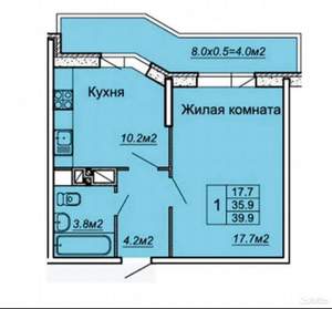 1-к квартира, на длительный срок, 40м2, 15/16 этаж