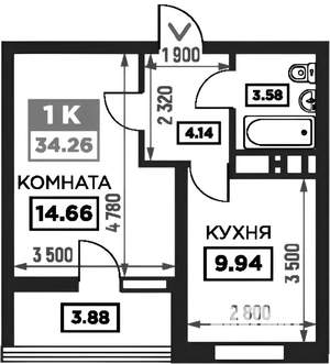 1-к квартира, на длительный срок, 35м2, 10/24 этаж
