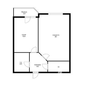 1-к квартира, на длительный срок, 44м2, 5/22 этаж