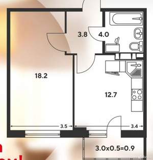 1-к квартира, на длительный срок, 38м2, 10/20 этаж