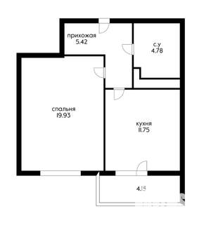1-к квартира, на длительный срок, 43м2, 3/22 этаж