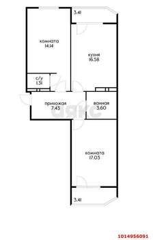 2-к квартира, на длительный срок, 62м2, 13/16 этаж