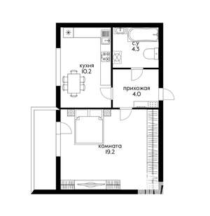 1-к квартира, на длительный срок, 38м2, 4/17 этаж