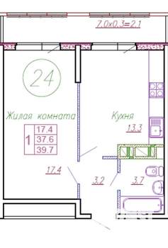 1-к квартира, на длительный срок, 40м2, 3/13 этаж