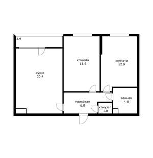 2-к квартира, на длительный срок, 58м2, 4/16 этаж