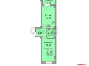 1-к квартира, на длительный срок, 46м2, 3/22 этаж