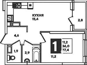 1-к квартира, на длительный срок, 39м2, 22/24 этаж